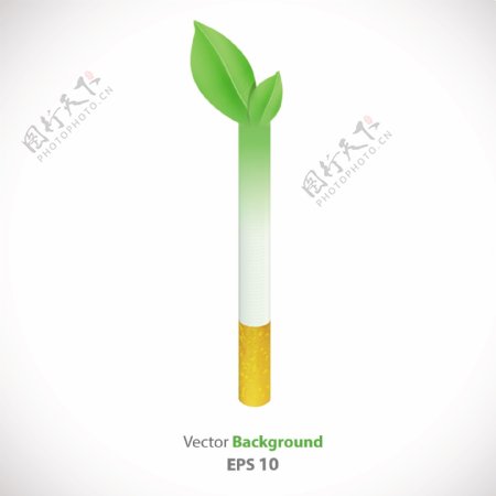 香烟成为绿色植物禁烟广告背景