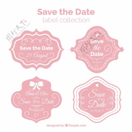 粉红标签保存婚礼日期