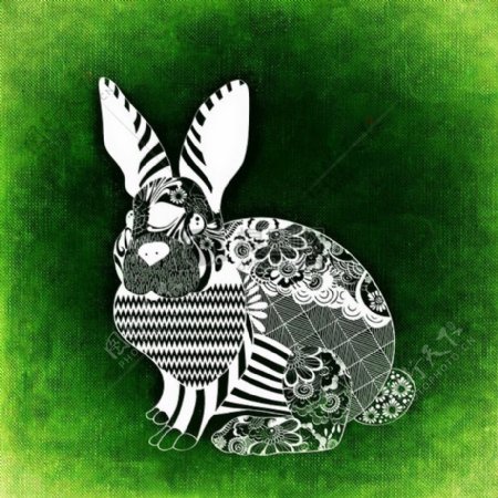 野兔复活节抽象背景滑稽纹理