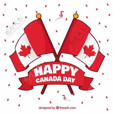 加拿大国庆日国旗交叉背景