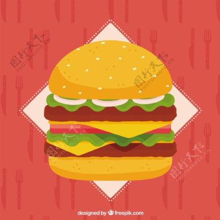 美味汉堡平面设计背景