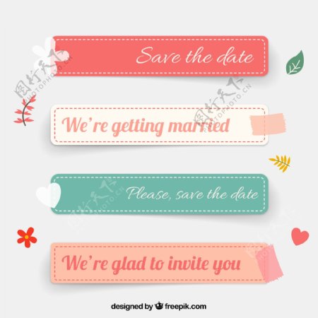 彩色长条婚礼贴纸