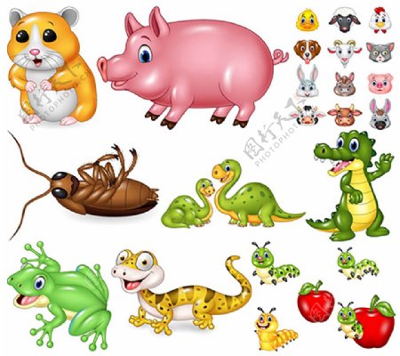 青蛙恐龙与猪猪等卡通动物