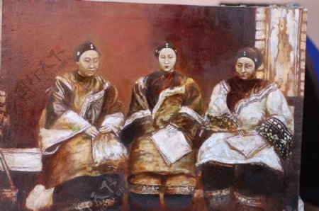 三个女人油画图片