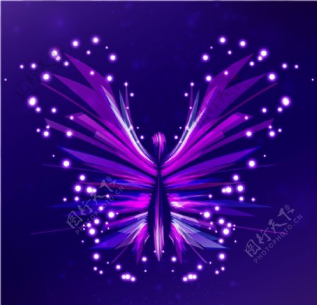 紫色梦幻蝴蝶矢量图