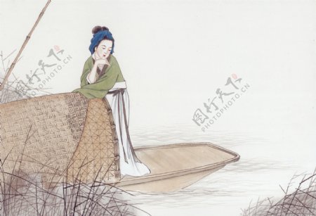 草船上的女人图片