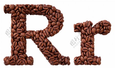 咖啡豆组成的字母R图片