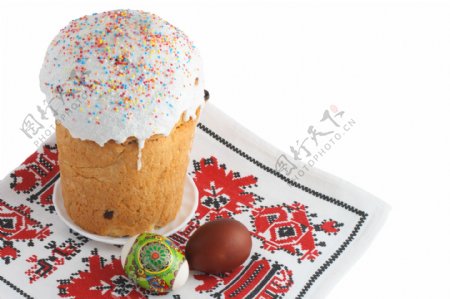复活节蛋糕与彩蛋图片