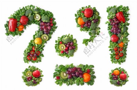 蔬菜水果组成的标点符号图片