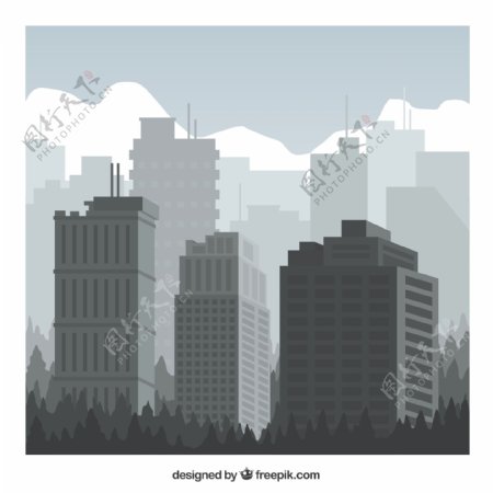 灰色都市建筑群