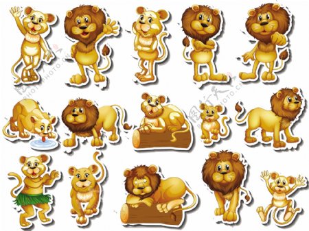 狮子家庭插画贴纸