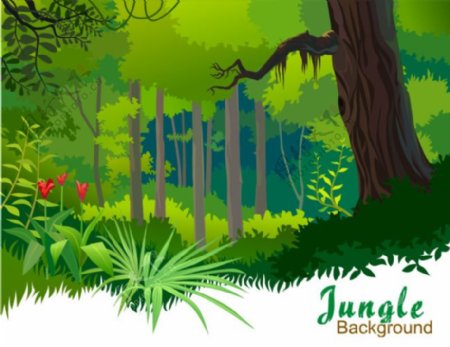 卡通自然森林