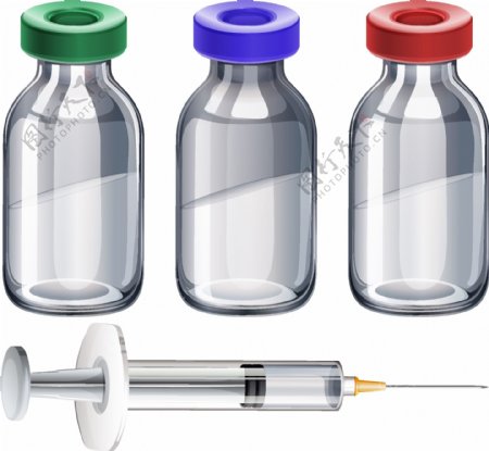 白色背景下的疫苗瓶插图