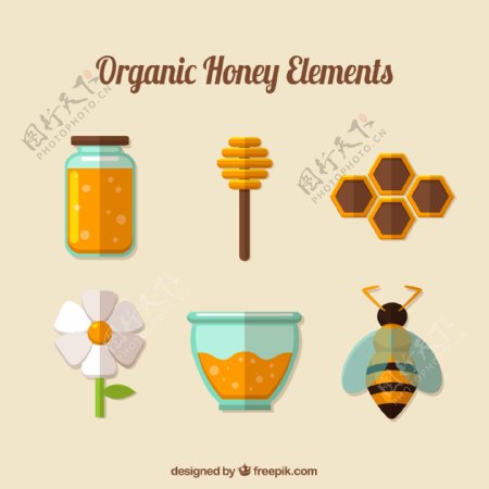 扁平有机蜂蜜元素