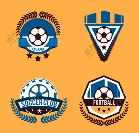 蓝色足球俱乐部矢量logo