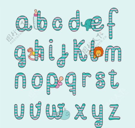 婴儿风格小写英文字母