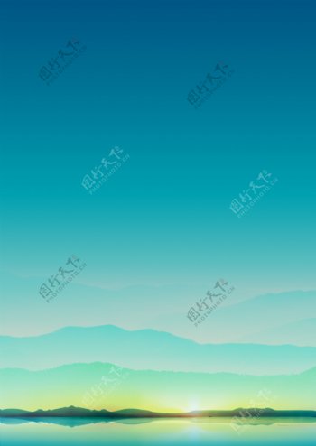 高清蓝色山水风景图片