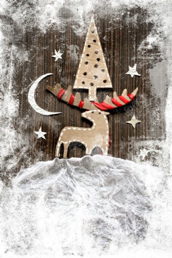 圣诞树与麋鹿背景图片