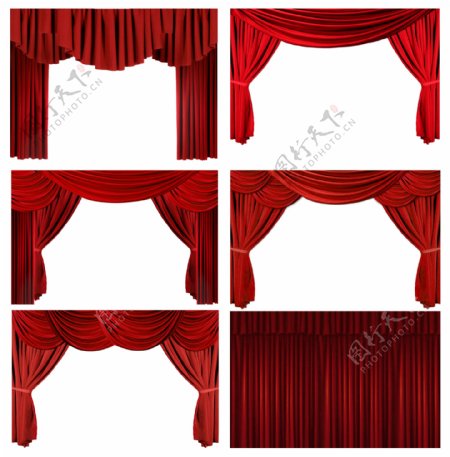 红色窗帘帷幕图片