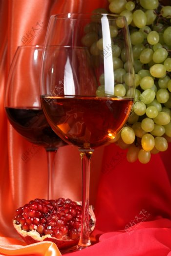 葡萄酒与水果素材图片