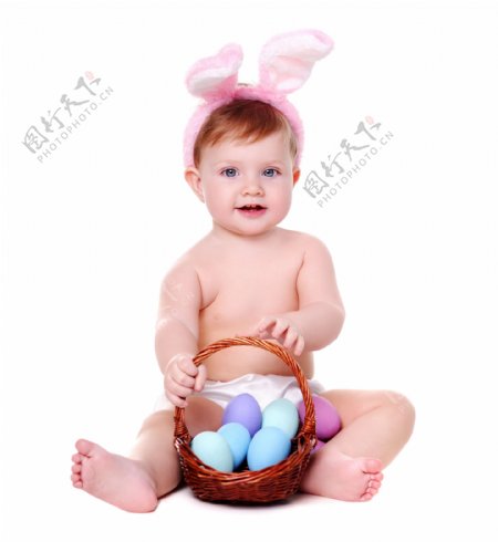 复活节彩蛋与宝宝图片