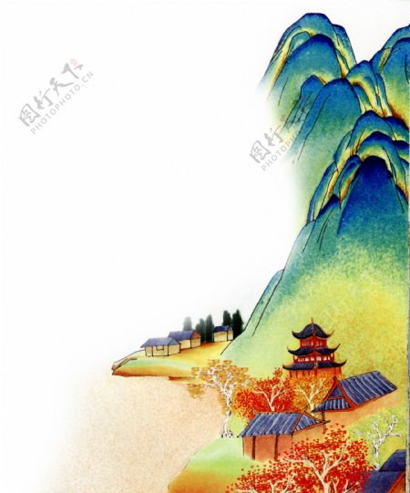 日本山水油画图片
