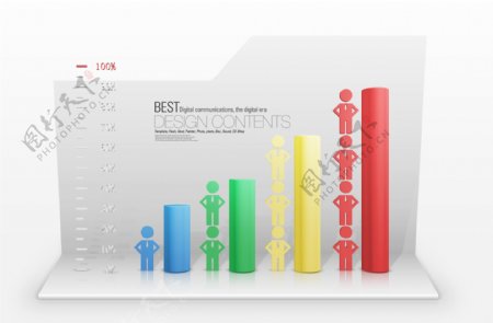 四色统计图表创意设计PSD分层素材