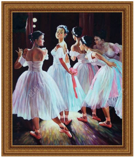油画芭蕾女孩图片