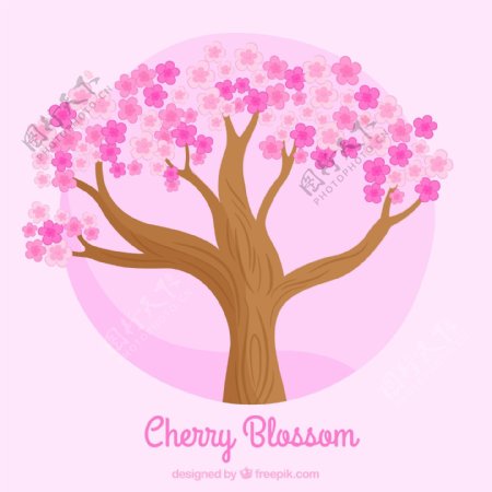 创意桃花桃树粉色设计