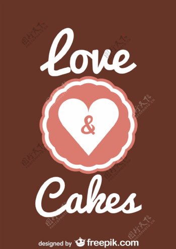 复古爱情和蛋糕情人节的设计