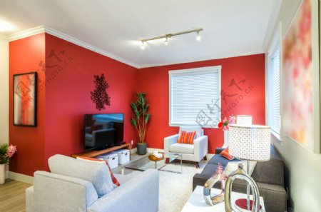 暖色系小居室客厅设计图片