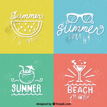 各种夏季元素手绘图标