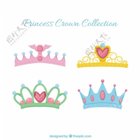各种不同的可爱彩色公主桂冠