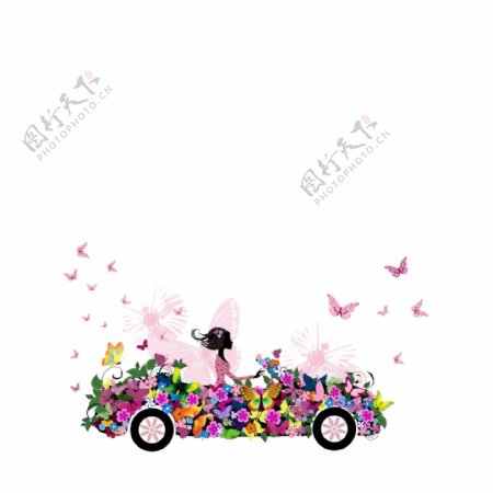 蝴蝶花朵汽车