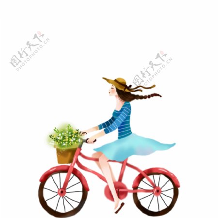 唯美女孩骑自行车
