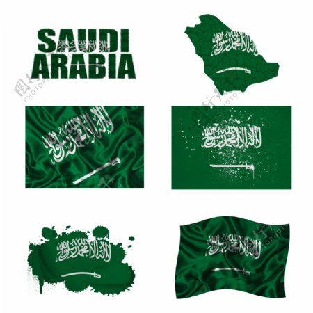 沙特阿拉伯国旗地图图片