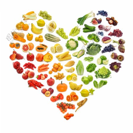 蔬菜水果组成的爱心图片