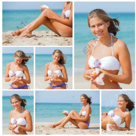 沙滩上性感的女孩图片
