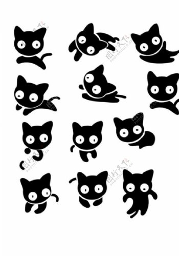 小猫猫剪影卡通猫