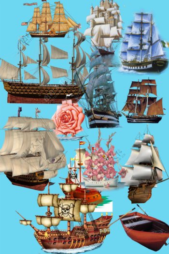 古代帆船合辑PSD分层抠图素材
