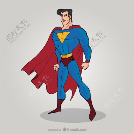 漫画超级英雄的姿势站立
