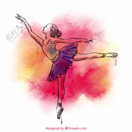 手绘芭蕾舞女演员图片