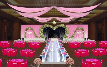 粉色婚礼庆典舞台设计