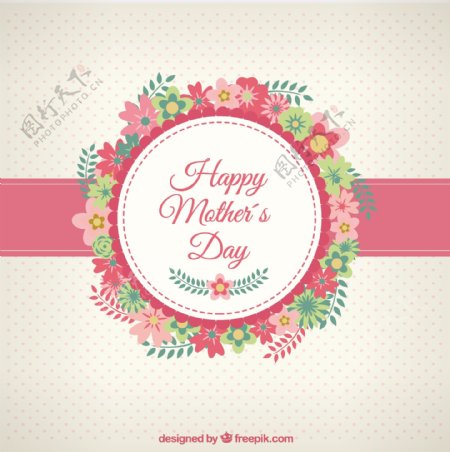 快乐的母亲节卡片与花