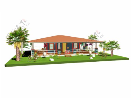 3D别墅绿化效果图