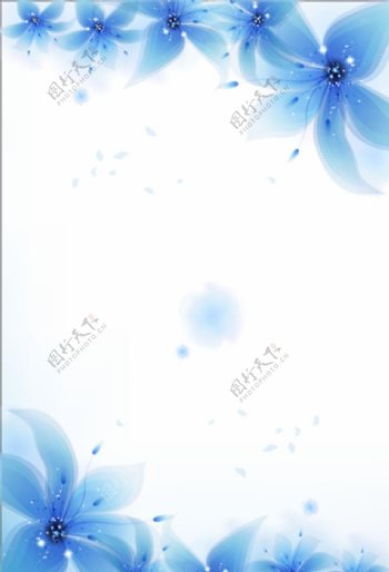蓝色梦幻花朵展板