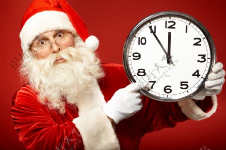 时钟与圣诞老人图片
