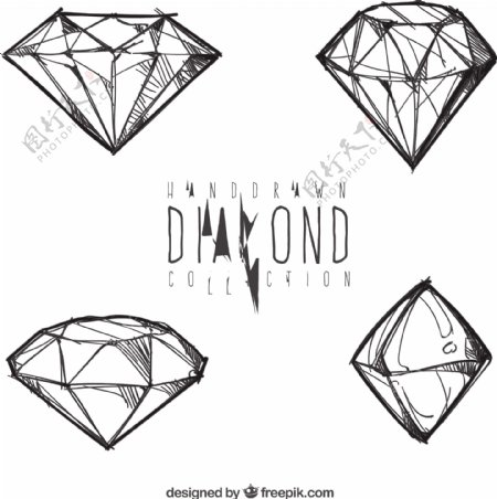 四枚手绘钻石