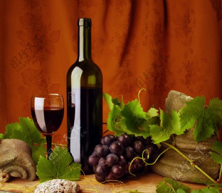葡萄酒和紫葡萄