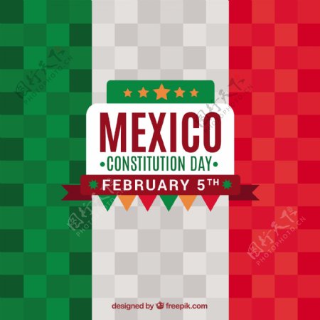 平面设计中的墨西哥国旗背景